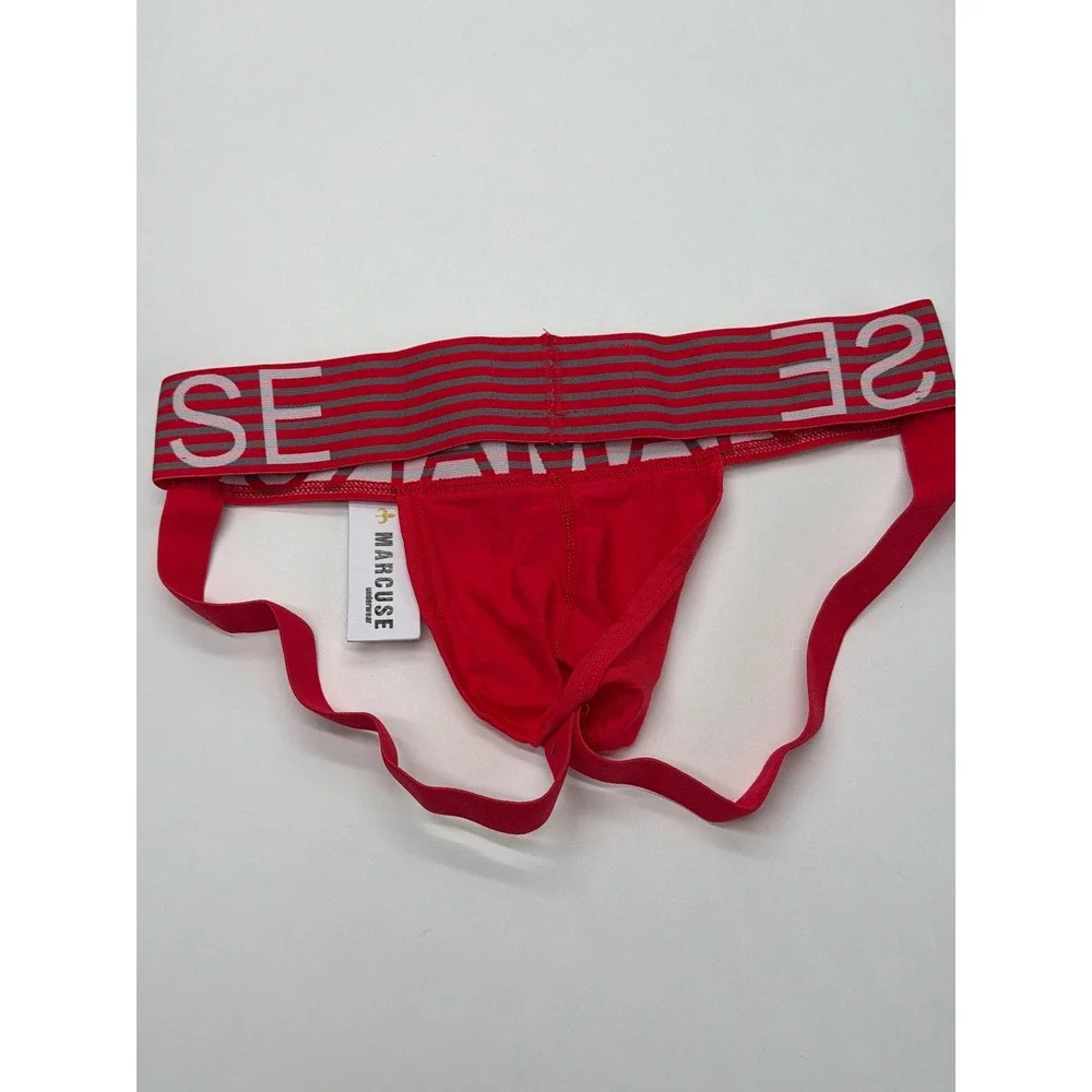Marcuse Mens‎ Brighten Jock Red Modal Blend Logo Waistband Jockstrap Size Medium